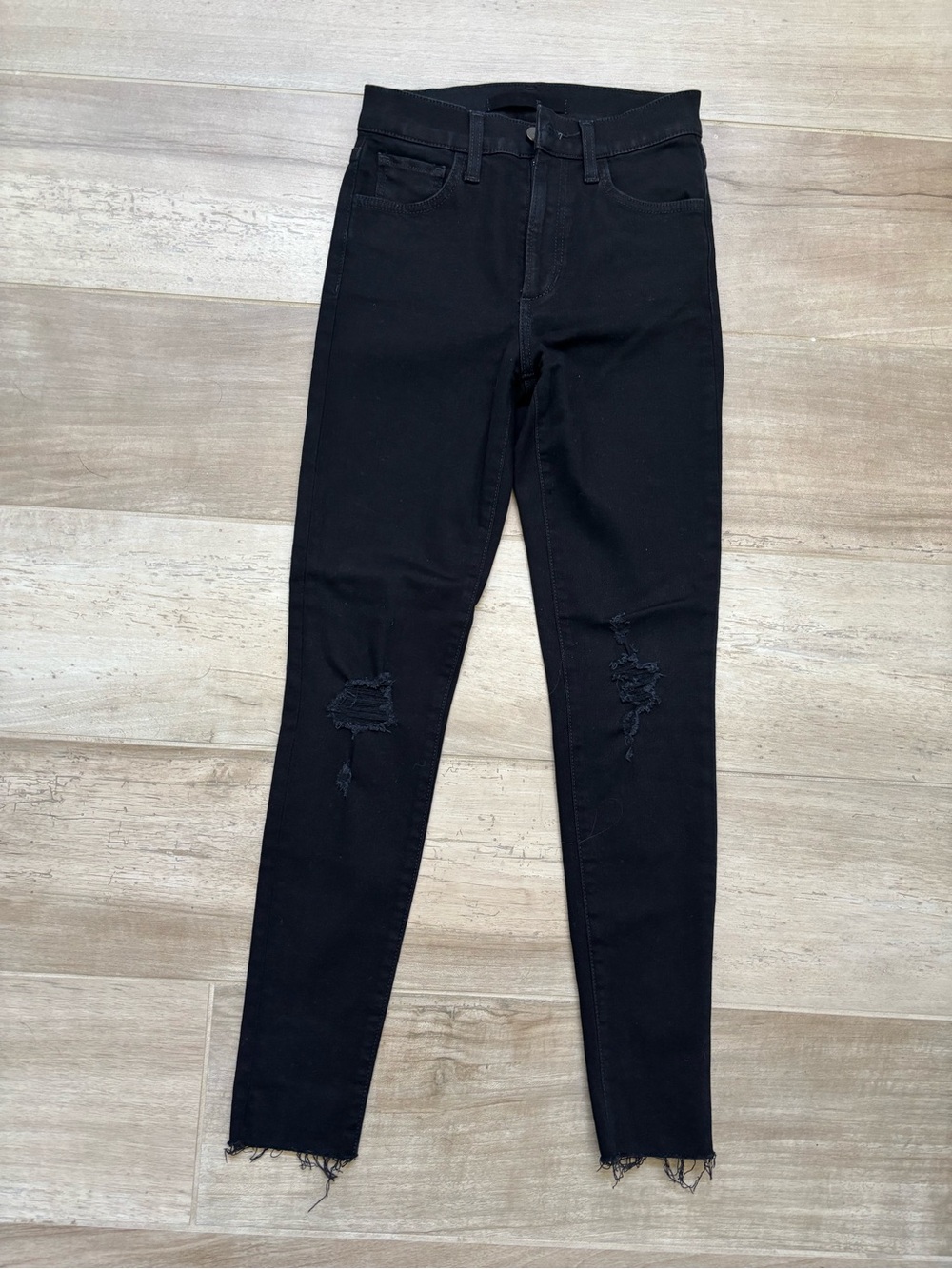 Joe’s Jeans - Black High-Rise Skinny Jeans with Distressed Knees